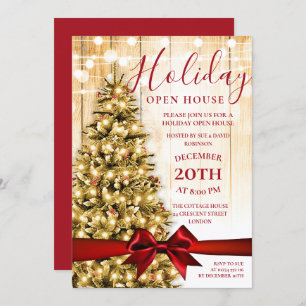 Festive Christmas Holiday Open House Lights Invitation