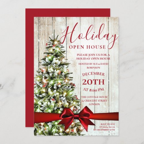 Festive Christmas Holiday Open House Party Invitation