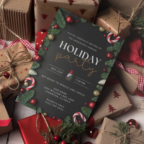 Festive Christmas Holiday Party  Invitation