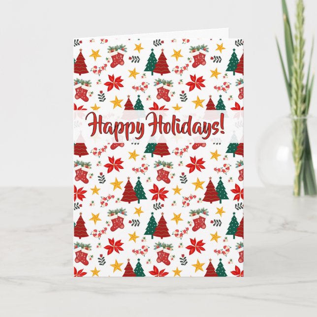Festive Christmas Holiday Pattern Card (Front)