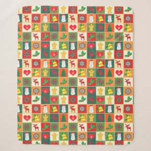 Festive Christmas Holiday Pattern Cozy Sherpa Blanket
