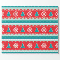 Cute Festive Red Illustrations Christmas Pattern Wrapping Paper, Zazzle