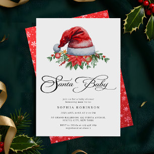 Festive Christmas Holiday Santa Baby Shower Invitation