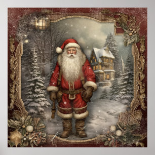 Festive Christmas Holiday Santa  Poster