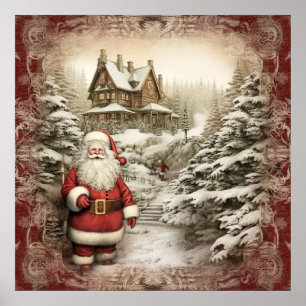Festive Christmas Holiday Santa Poster