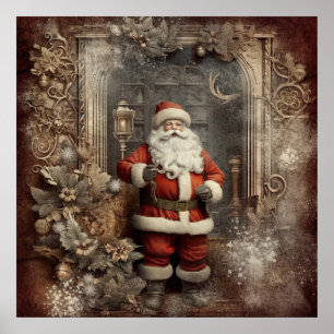Festive Christmas Holiday Santa  Poster
