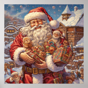 Festive Christmas Holiday Santa Poster