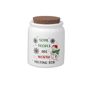 Festive Christmas Holiday Snowman Candy Jar