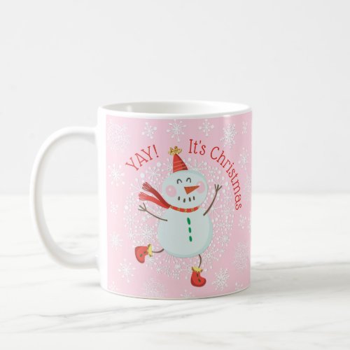 Festive Christmas Holiday Snowman Snowflakes Coffee Mug