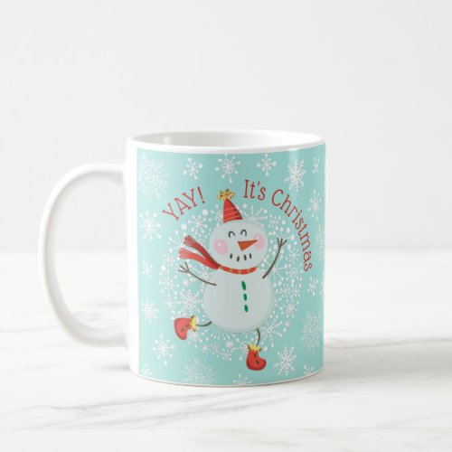 Festive Christmas Holiday Snowman Snowflakes Coffee Mug