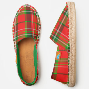 Festive Christmas Holiday Tartan Pattern Red Green Espadrilles