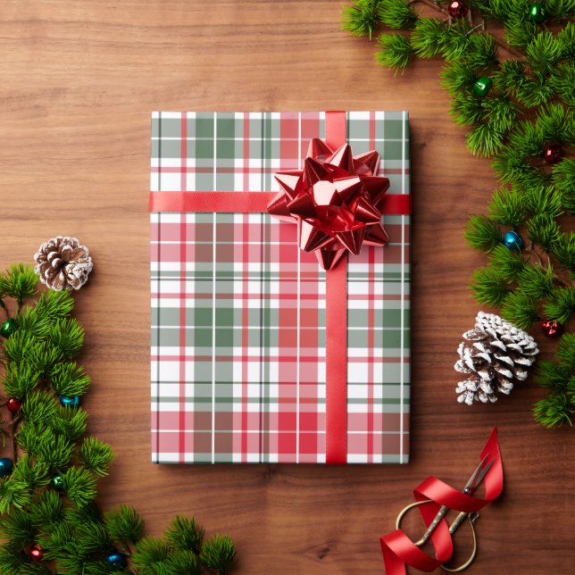 Festive Christmas Holiday Tartan Red Green Pattern Wrapping Paper (Holiday Gift)