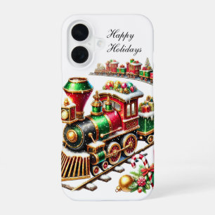 Festive Christmas Holiday train customizable iPhone 16 Case