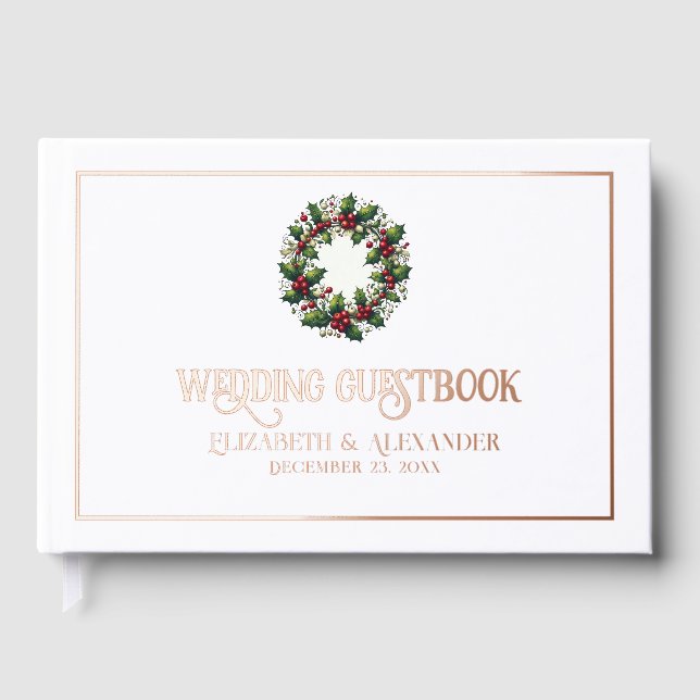 Festive Christmas Holiday Wedding  Foil Guest Book (Front)
