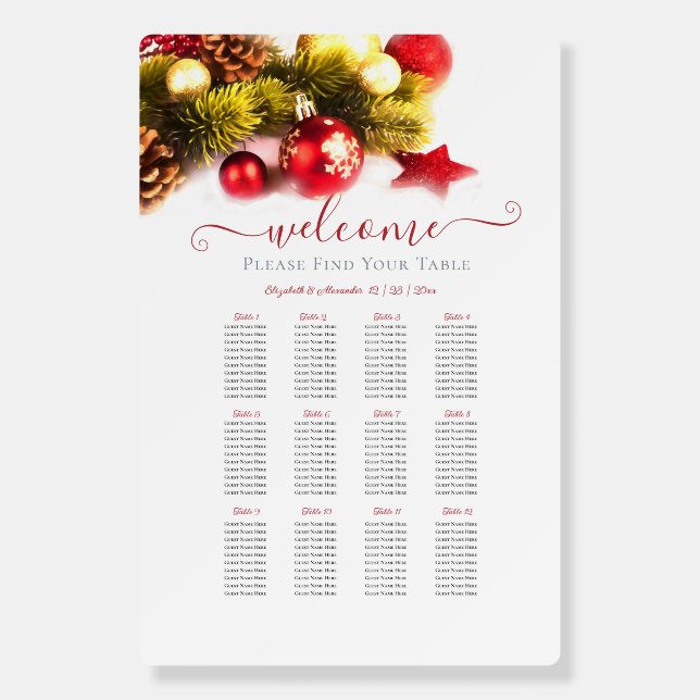 FESTIVE CHRISTMAS HOLIDAY WEDDING SEATING CHART FOAM BOARD (Front)