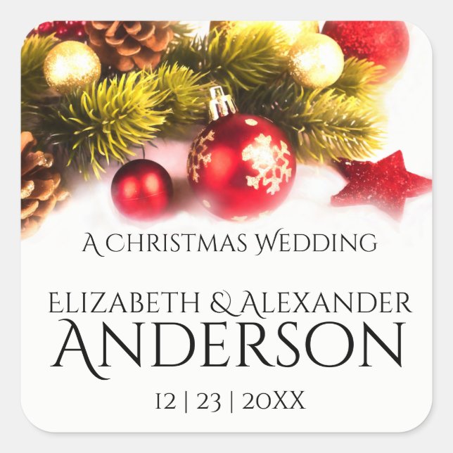 Festive Christmas Holiday Wedding Stickers (Front)
