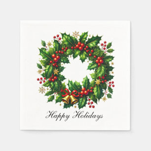 Festive Christmas Holiday wreath Napkins