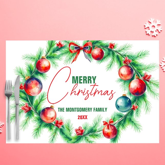 Festive Christmas Holiday Wreath Paper Placemat (Creator Uploaded)