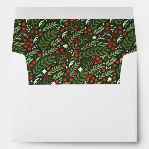 Festive Christmas Holly Botanicals Holiday Envelope