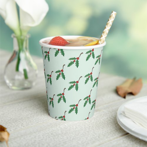 Festive Christmas Holly Coffee Party Paper Cups