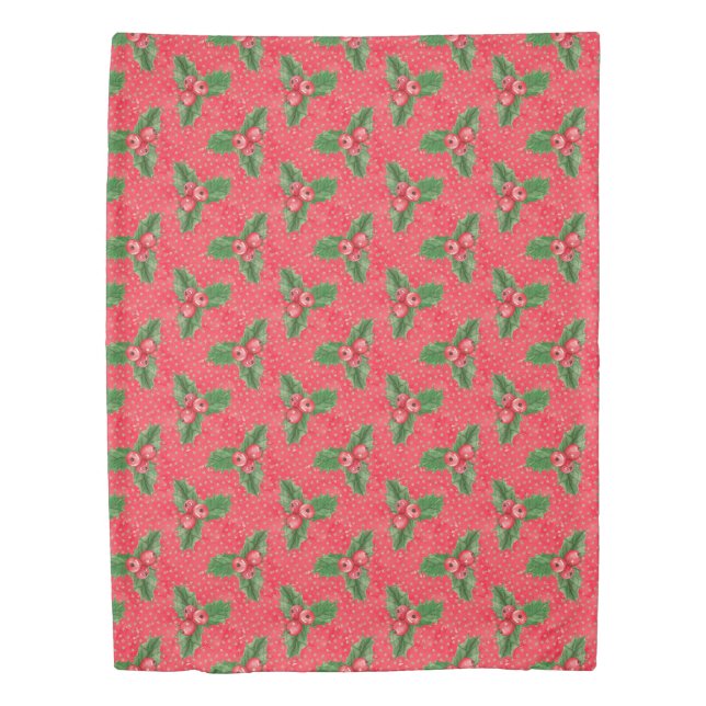 Festive Christmas Holly Duvet Cover (Front)