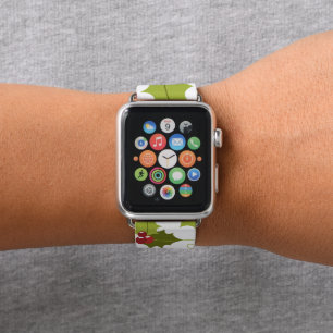 Festive Christmas holly pattern apple watch band
