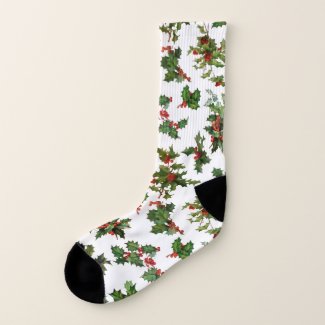 Festive Christmas Holly Socks