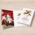 Festive Christmas Hummingbird Custom Photo  Card<br><div class="desc">Christmas hummingbird with holiday flowers,  red Merry Christmas typography,  personalizable text,  and custom photo.</div>