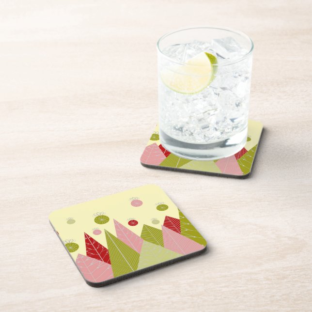 Festive Christmas Illustration Beverage Coaster (Right Side)