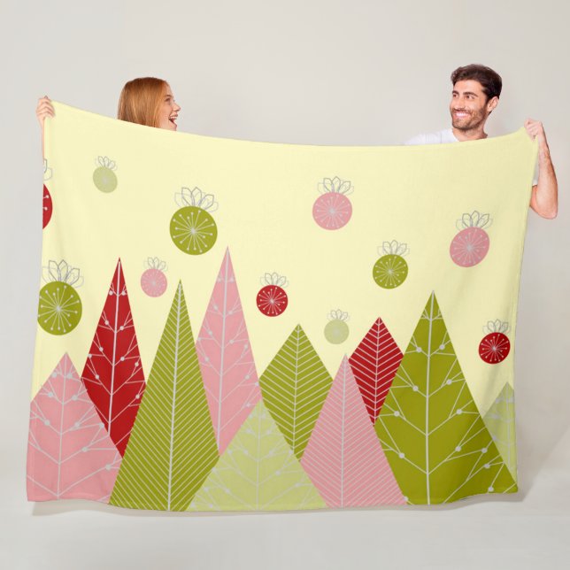 Festive Christmas Illustration Fleece Blanket (In Situ)