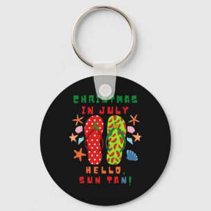 Festive Christmas In July Flip Flop Summer Beach Keychain