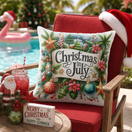 Festive Christmas in July Outdoor Pillow
