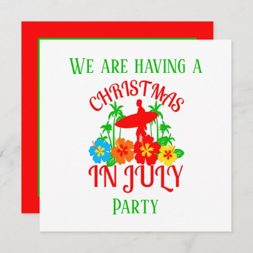 festive Christmas in July Surfer party  Invitation