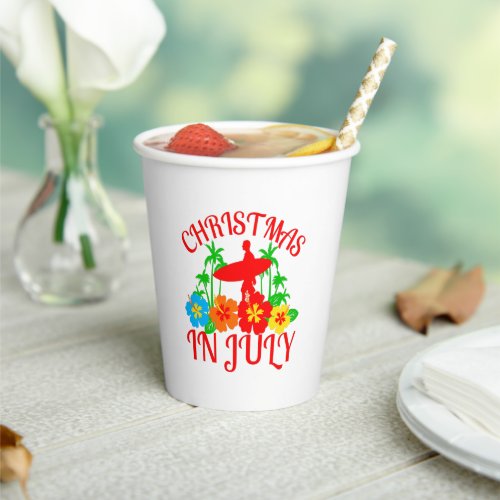festive Christmas in July Surfer party  Paper Cups