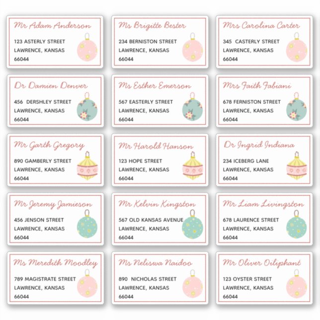Festive Christmas Individual Name Shipping Address Sticker (Front)