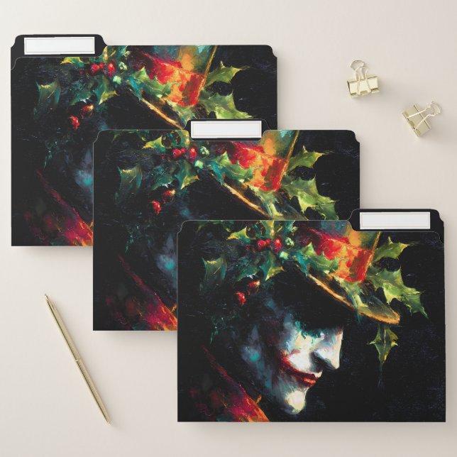 Festive Christmas Joker Portrait File Folder (Set)