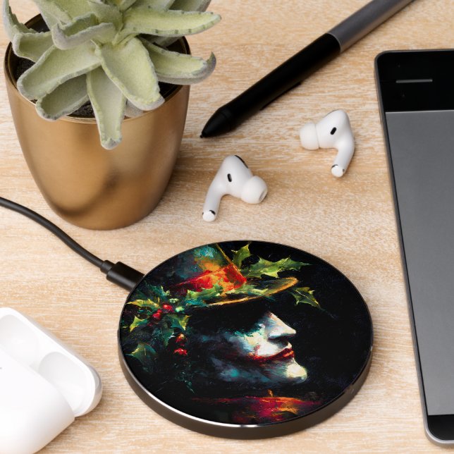 Festive Christmas Joker Portrait Wireless Charger (Desk 2)