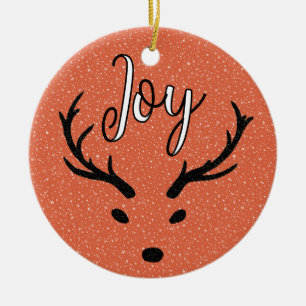 Festive Christmas Joy Custom Family Photo Holiday Ceramic Ornament
