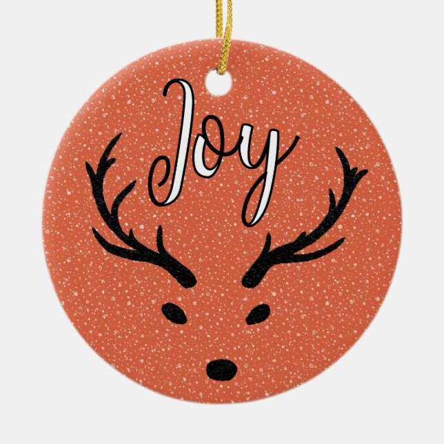 Festive Christmas Joy Custom Family Photo Holiday Ceramic Ornament (Front)
