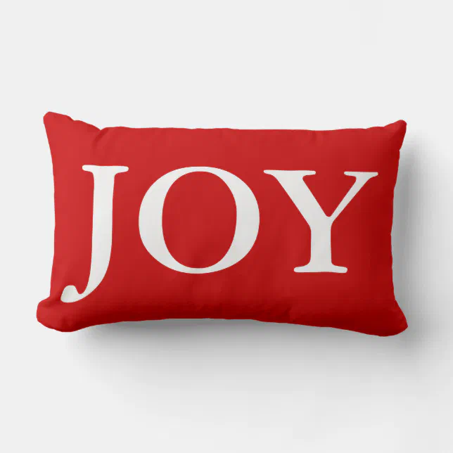 Festive Christmas Joy Red White Holiday Pillow | Zazzle