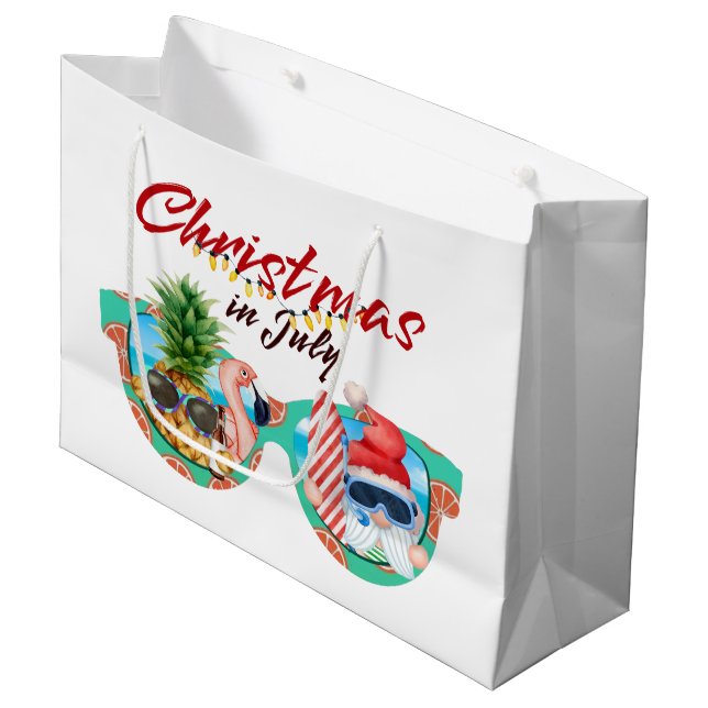 Festive Christmas July Beach Large Gift Bag (Front Angled)