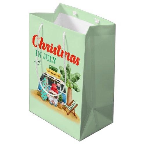 Festive Christmas July beach Santa gnome Medium Gift Bag