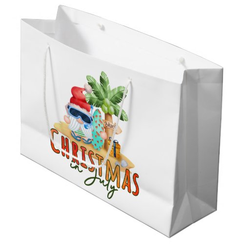 festive Christmas July gnome beach Large Gift Bag