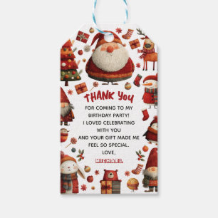 Festive Christmas Kids' Birthday Party Thank You Gift Tags