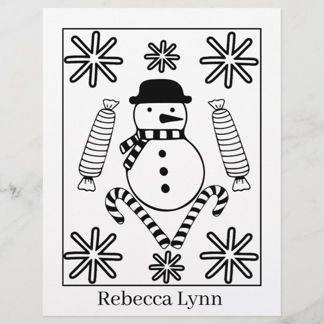 Festive Christmas kids coloring add name Letterhead (Front)