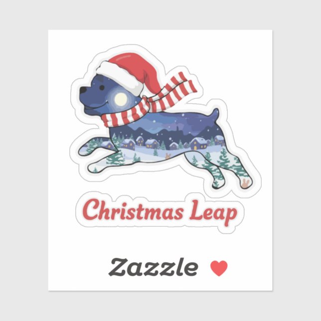 Festive Christmas Leaping Dog | Cute Puppy Santa  Sticker (Sheet)
