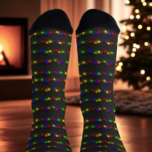 Festive Christmas Light String Holiday Socks
