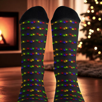 Festive Christmas Light String Holiday Socks