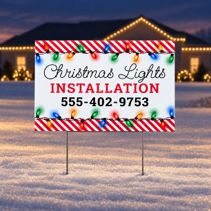 Festive Christmas Lights Installer Yard Sign
