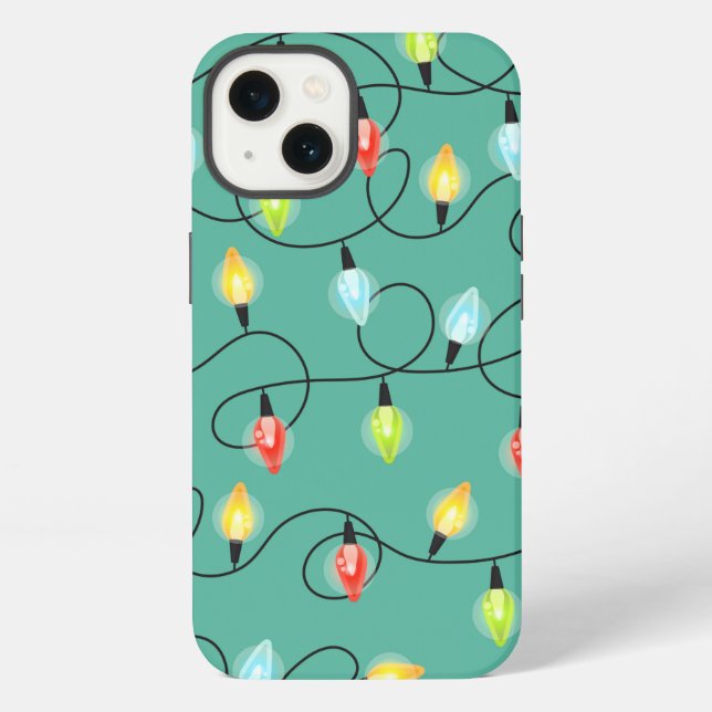 festive Christmas lights pattern Iphone Case (Back)